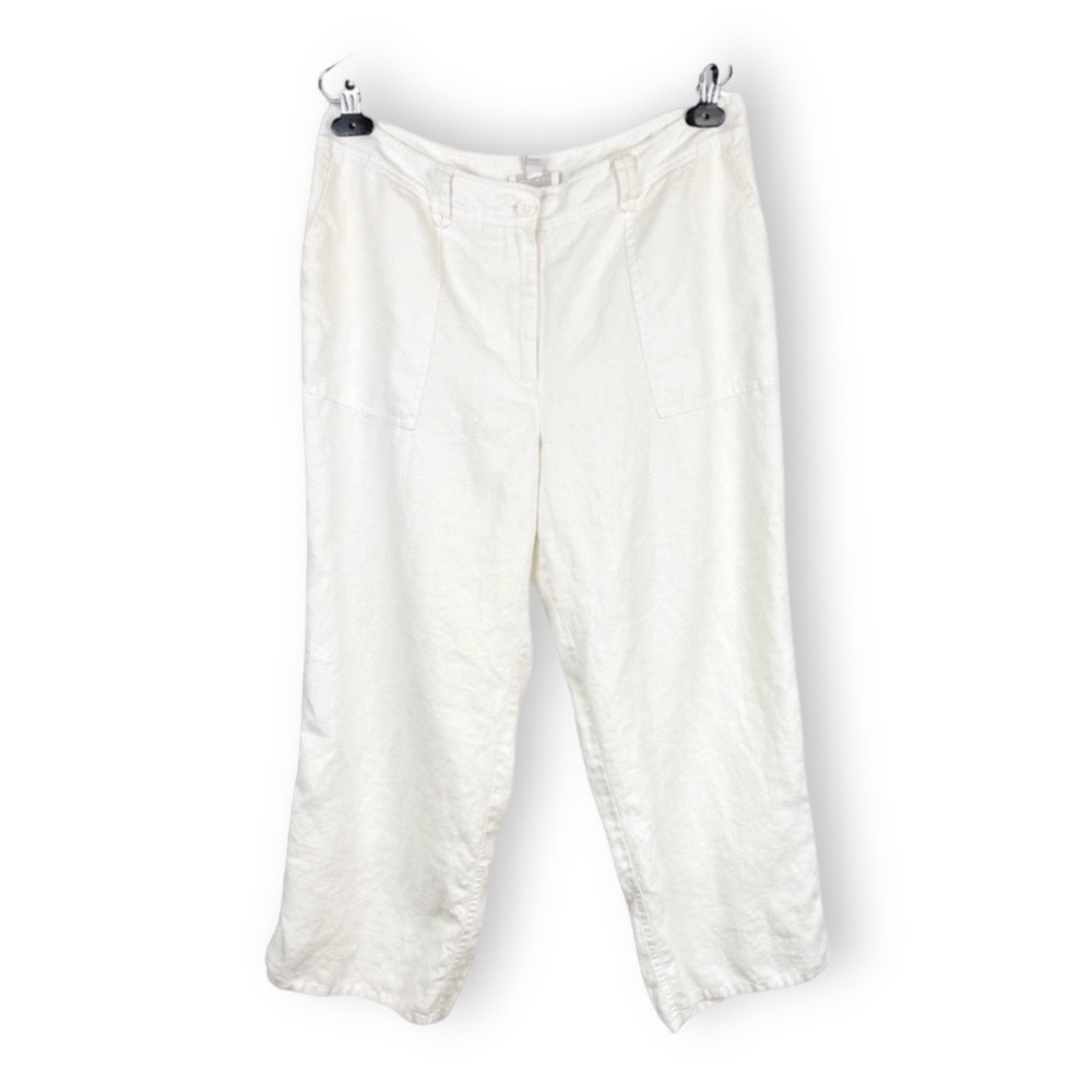 WOMENS Charter Club Allison Fit Cropped Length 100% Linen Pants Size 14 - Picture 2 of 9